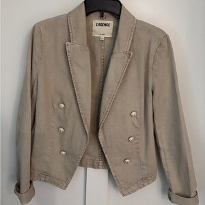 L'AGENCE Taupe Double-Breasted Cropped Blazer